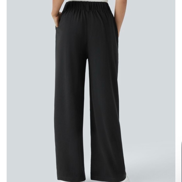 NWT Halara Black Wide-Leg waffle knit work Pants. Flowy baggy size 40 (8/10) - Picture 2 of 8